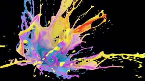Abstract Colorful Paint Explosion on Black Background