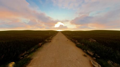 Country Road At Sunset