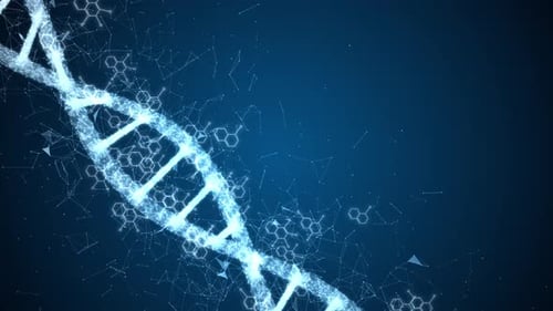 Glowing Futuristic DNA Helix and Molecular Structure Background