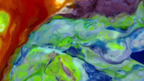 Abstract Paint Swirls in Red, Blue, Green, and Purple