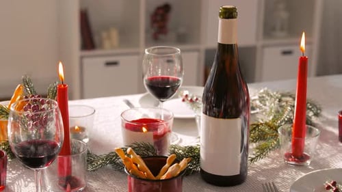 Christmas Dinner Party Table Serving at Home