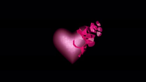3D Realistic Pink Heart Shatters and Disperses Animation