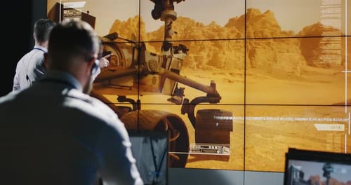 Techniker im Überblick über Marslandung
