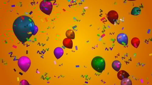 Celebration Party Elements: Balloons, Confetti, Ribbons Overlays