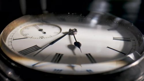 Close Up of Antique Pocket Watch Ticking