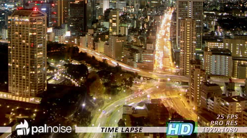 Car Driving City Highway Night, Time Lapse