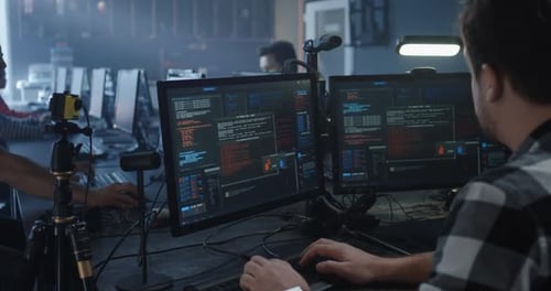 Programmer Working in Common Office