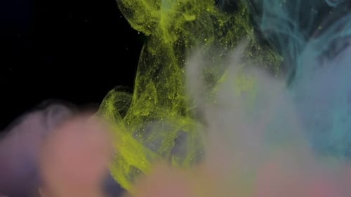 Abstract Particles Mist Floating Against Black Background. Space, Galaxy Concept