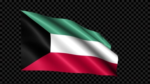 Kuwait Flag Blowing In The Wind