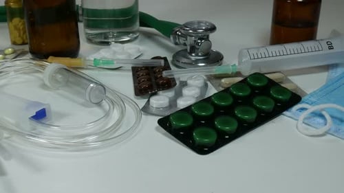 Medical Equipment On The Table In The Hospital