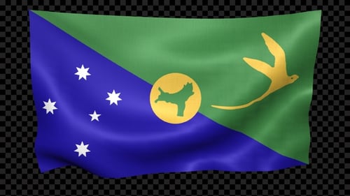 Realistic Christmas Island Flag Waving on Transparent Background