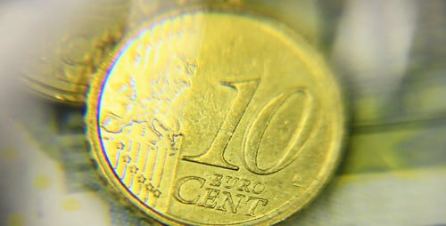 Extreme Close-Up of Euro Coins