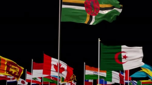 Waving World Flags Revealing a Single Nation