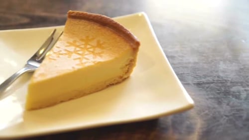 Slice of Delicious Cheesecake on White Plate