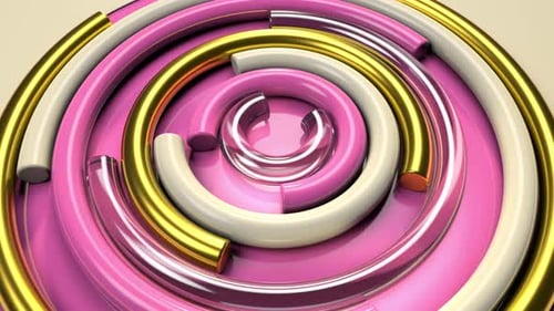 Abstract Rotating Pink and Gold Rings Looping Background