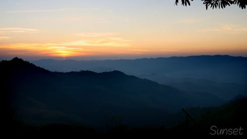 Majestic Mountain Range at Golden Hour Sunset