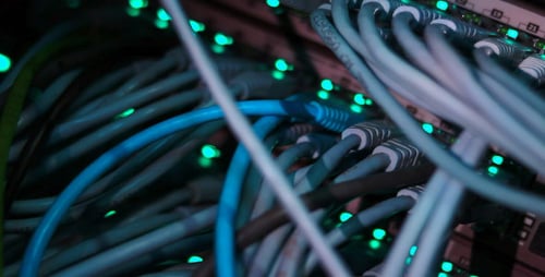Data Cables and Lights in a Server Room
