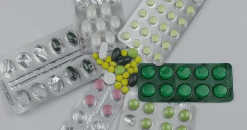 Close Up of Pills and Capsules on White
