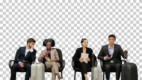 Business lounge, people waiting for their flights, Alpha Channel