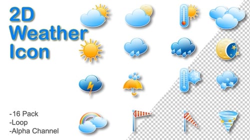 2D Animated Weather Icons Pack for Forecasts and Apps