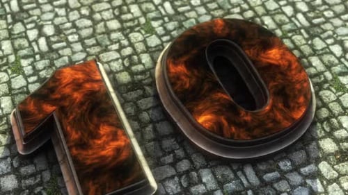 Dramatic Fiery Number Ten Countdown on Textured Stone