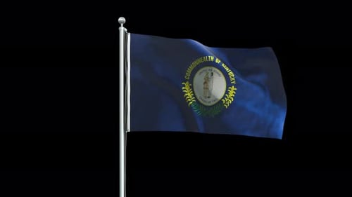 Kentucky State Flag Waving Animation on Black Background