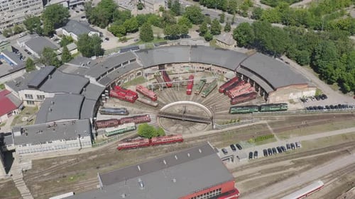 Diesel Trains At The Railway Depot