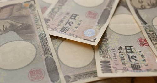 Close up View of Japanese Yen Banknotes