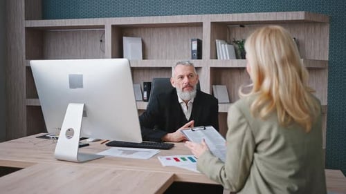 Business Meeting with Graph Analysis in Modern Office