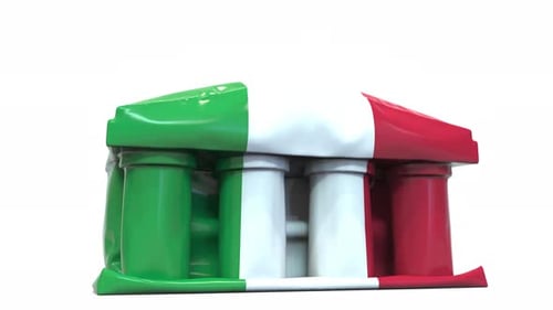 3D Animated Italian Flag Building Inflating and Collapsing