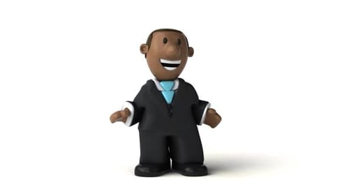 Fun 3d cartoon businessman presenting