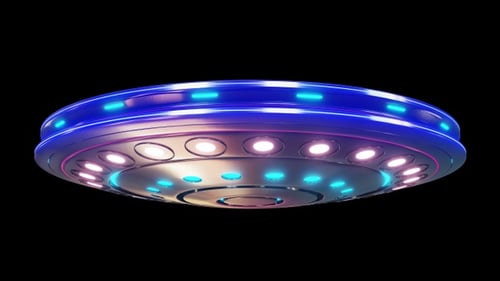 Futuristic UFO Spaceship Animation with Neon Lights