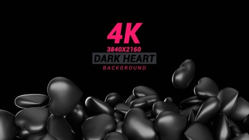 Abstract Falling Black Hearts Background Animation