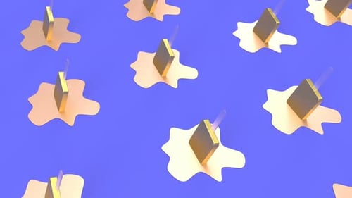 Gold Ice Cream Colorful Minimal Motion in Trendy 3d Style Stylish Minimalistic Design Footage Able