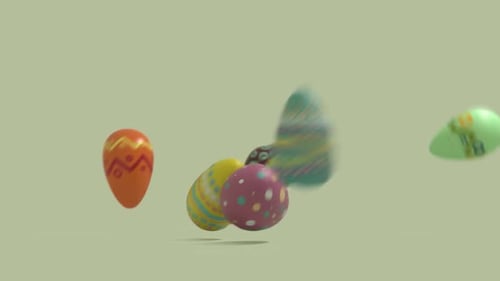 Colorful Patterned Easter Eggs Hopping and Rolling Animation