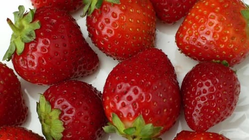 Ripe Strawberries in Bright Close Up