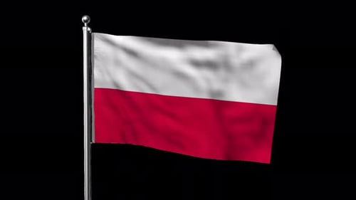 Waving Polish Flag On Pole Seamless Loop