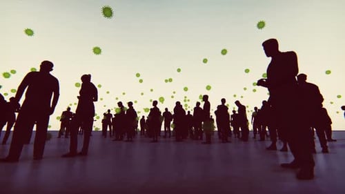 Animated Silhouettes of People with Airborne Virus Particles