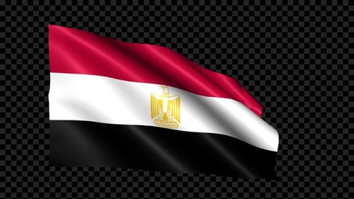 Waving Egypt Flag Animation Loop with Transparent Background