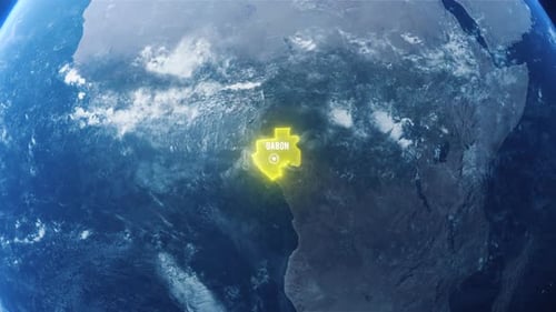 Earh Zoom In Space To Gabon Country Alpha Output