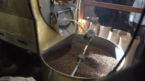 Coffee Roasting Machine Processing Coffee Beans