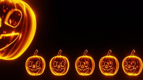 Glowing Fluid Jack-O-Lanterns Halloween Background Animation