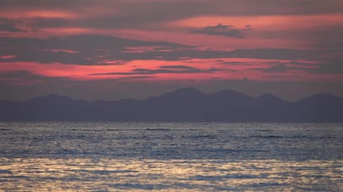 Long Tail Boats in the Sea at Sunset, Thailand