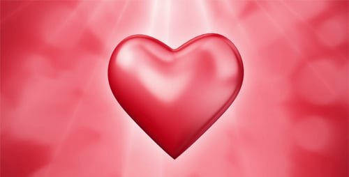 Glossy Red Heart Rotating with Soft Light Rays
