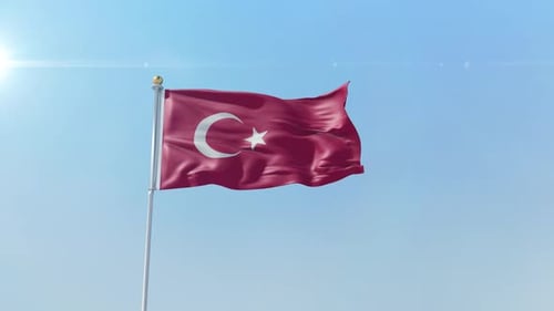 Realistic Waving Turkish National Flag Animation