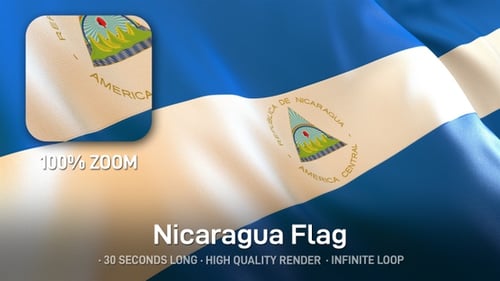 Waving Flag of Nicaragua with Realistic Fabric Motion