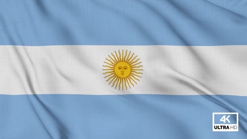 Argentina National Flag Waving with Realistic Fabric Texture