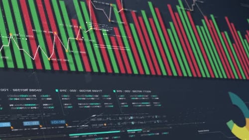 Futuristic Digital Dashboard With Corporate Financial Data Visualization