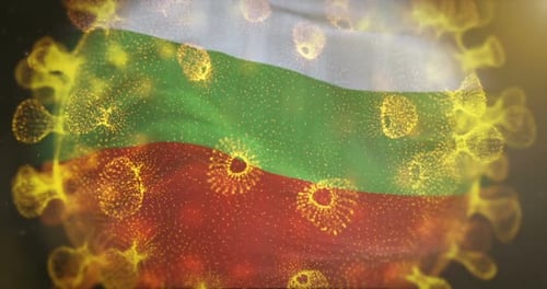 Bulgaria Flag With Coronavirus Microbe Centered