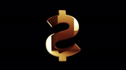 Dollar currency icon and USD money metal symbol loop rotating